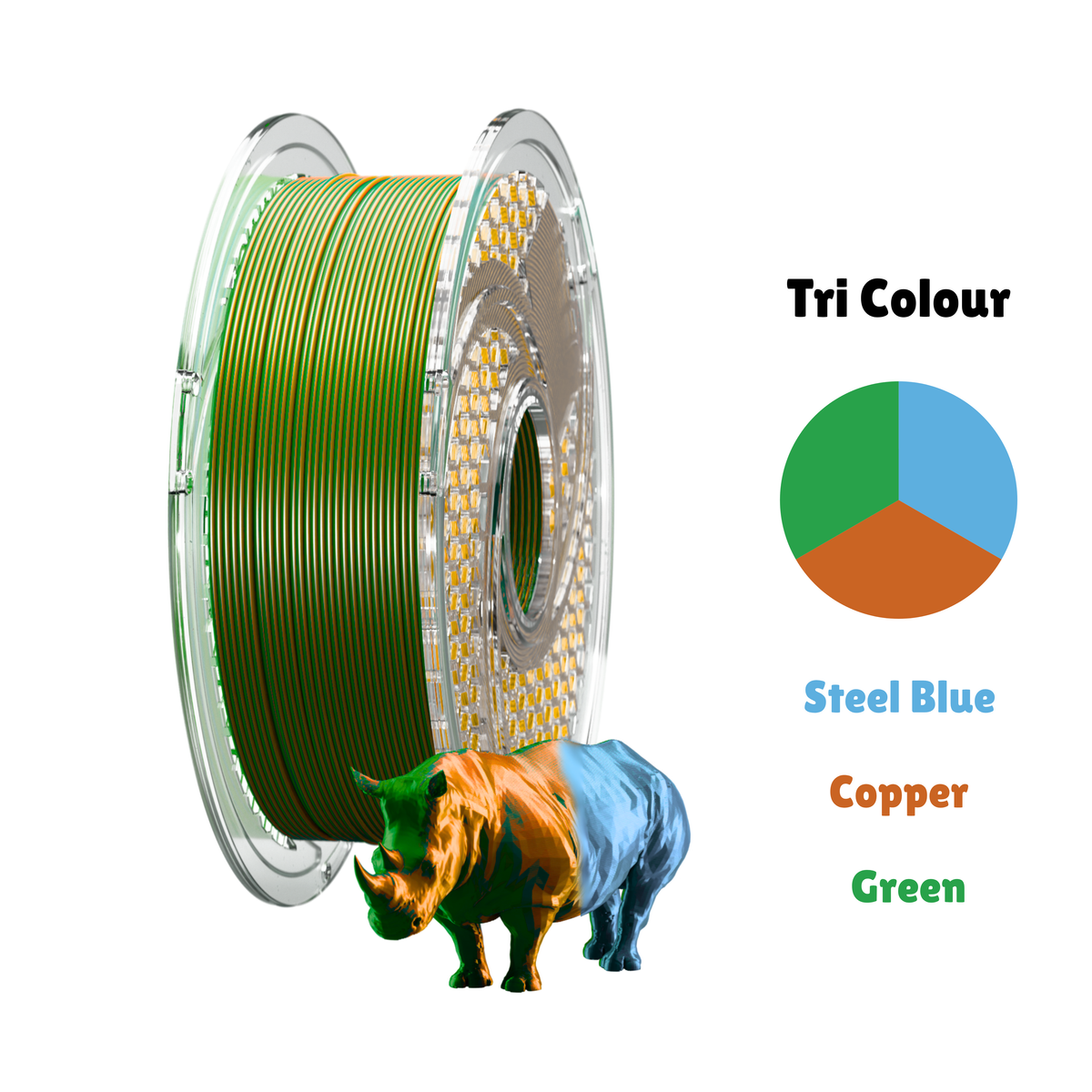 SILK PLA+ Tri Color - Evergreen Steel (Copper & Steel Blue & Green) 750g, 1.75mm