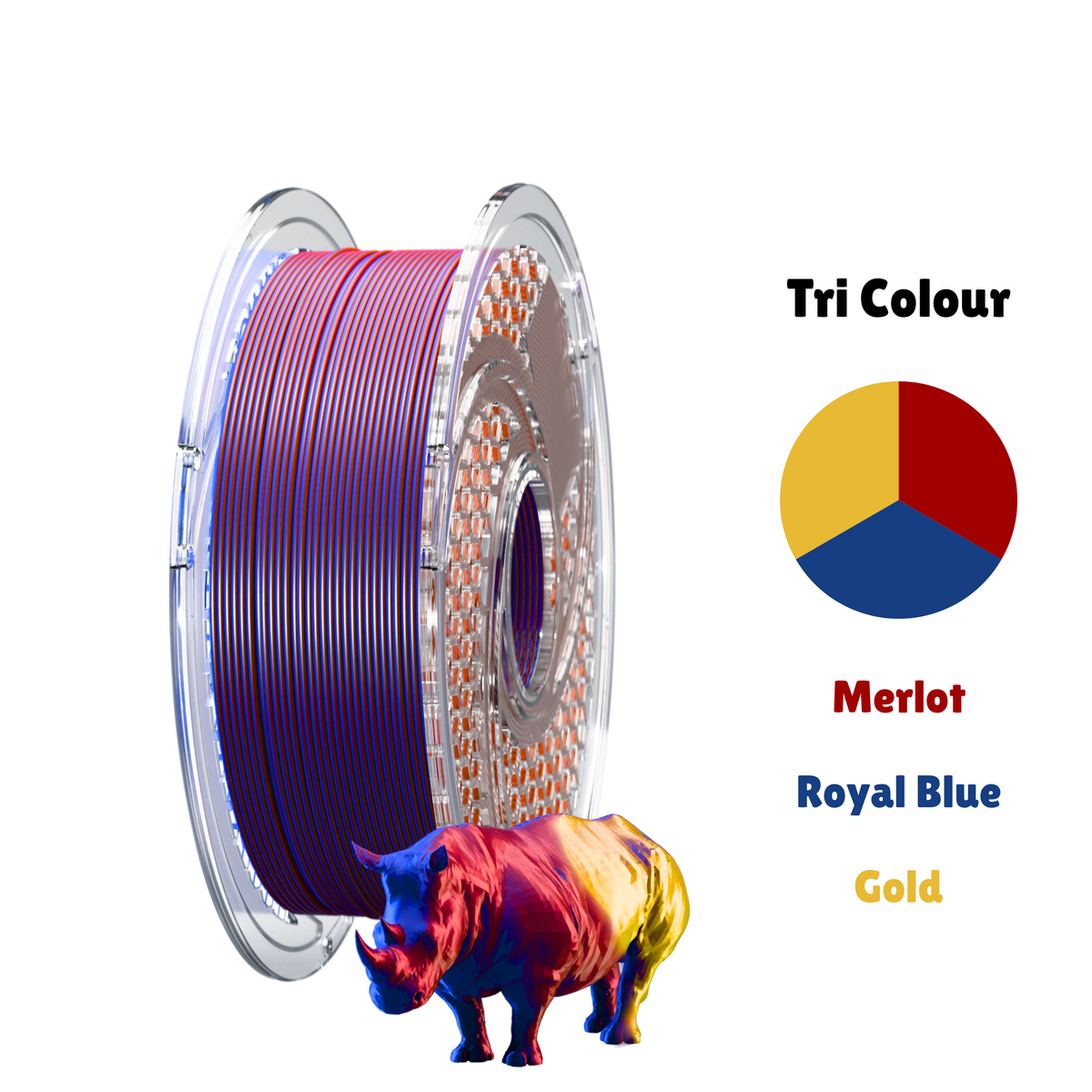 SILK PLA+ Tri Color - Golden Aurora (Royal Blue & Merlot & Gold) 750g, 1.75mm