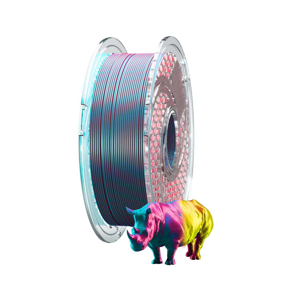 SILK PLA+ Tri Color - Solar Bloom (Chrome Yellow & Rose Red & Green/Blue) 750g, 1.75mm
